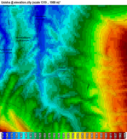 Usisha elevation map