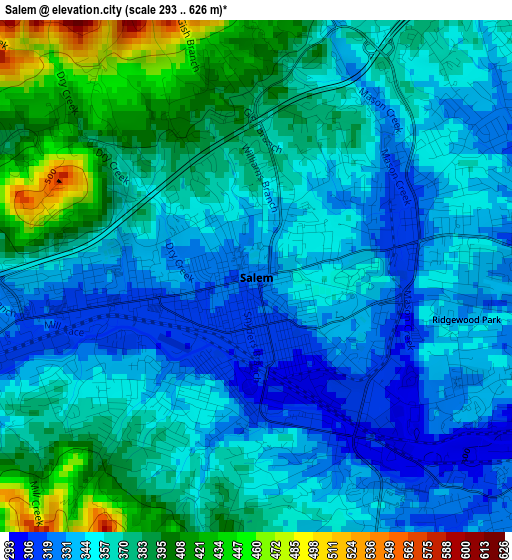 Salem elevation map