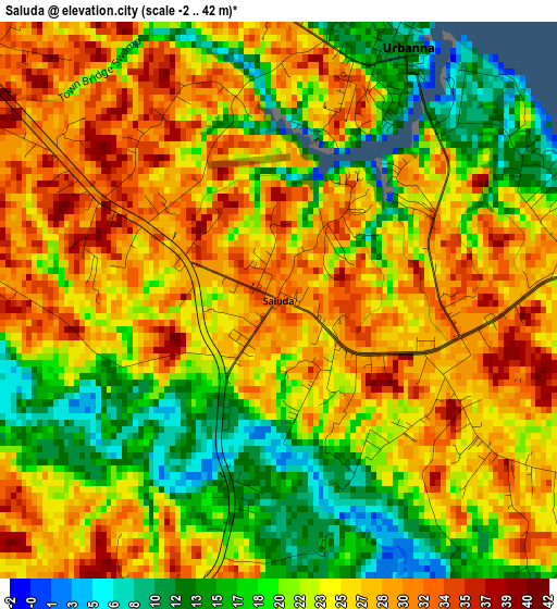 Saluda elevation map