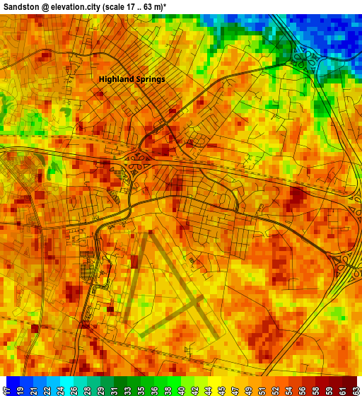 Sandston elevation map