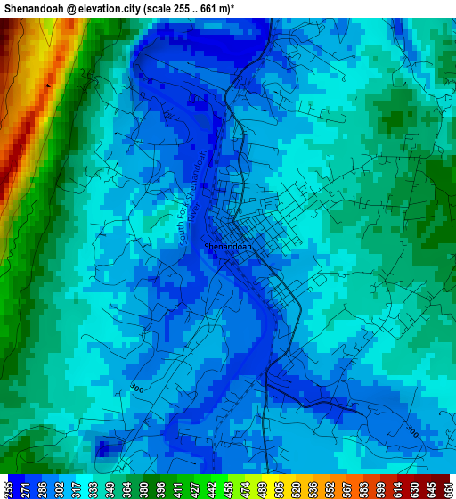 Shenandoah elevation map