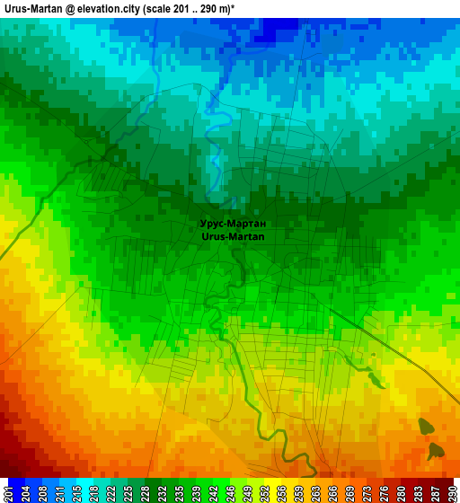 Urus-Martan elevation map