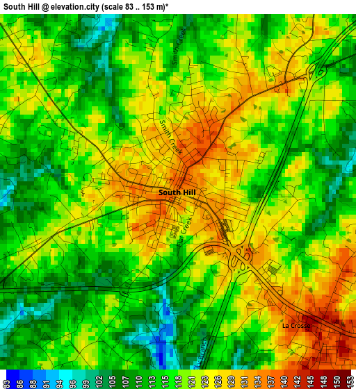 South Hill elevation map