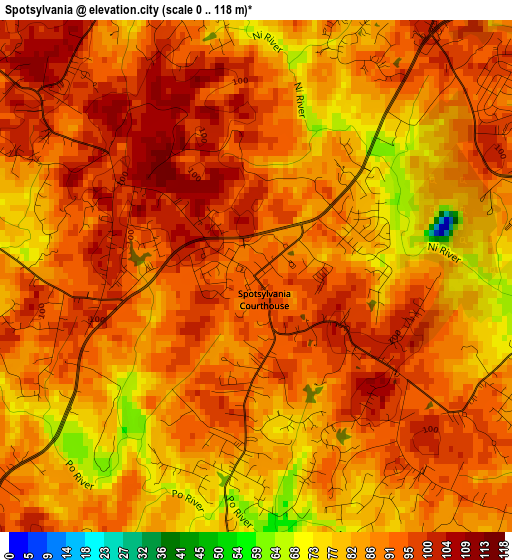 Spotsylvania elevation map