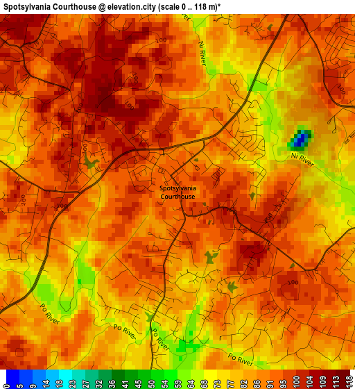 Spotsylvania Courthouse elevation map