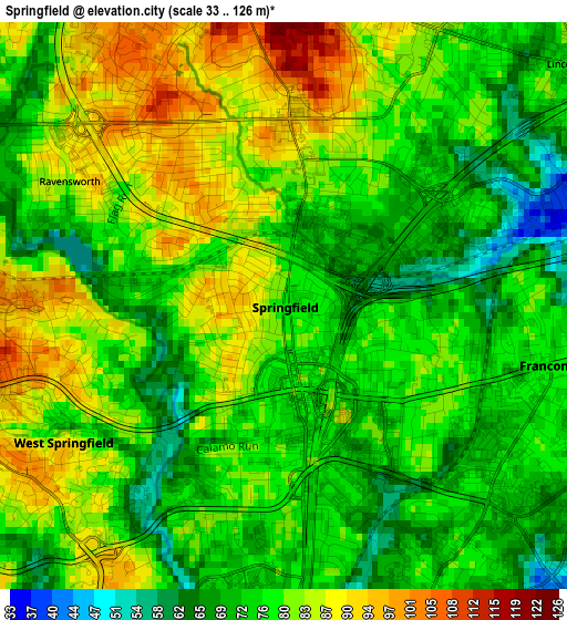 Springfield elevation map