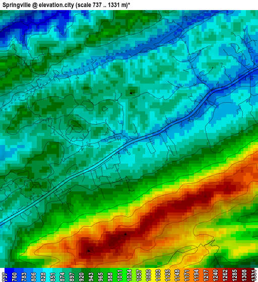 Springville elevation map