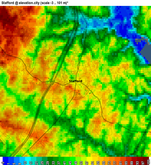 Stafford elevation map