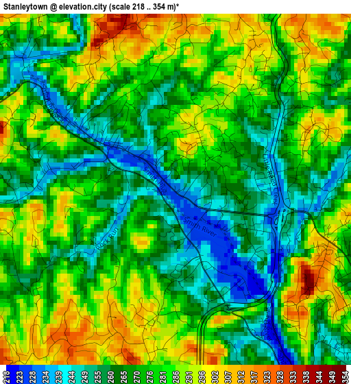 Stanleytown elevation map