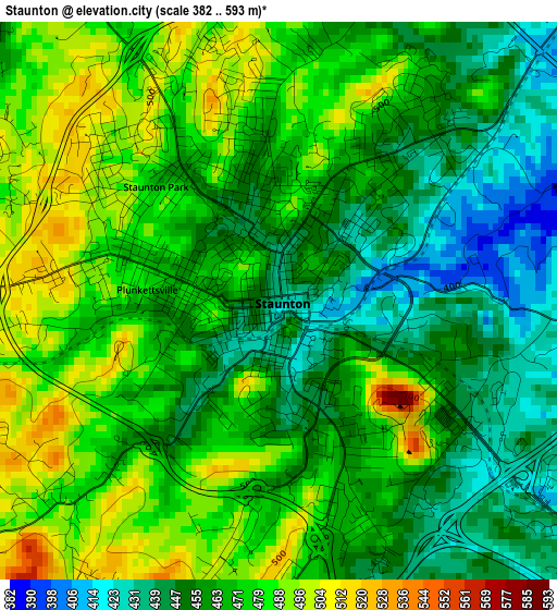 Staunton elevation map