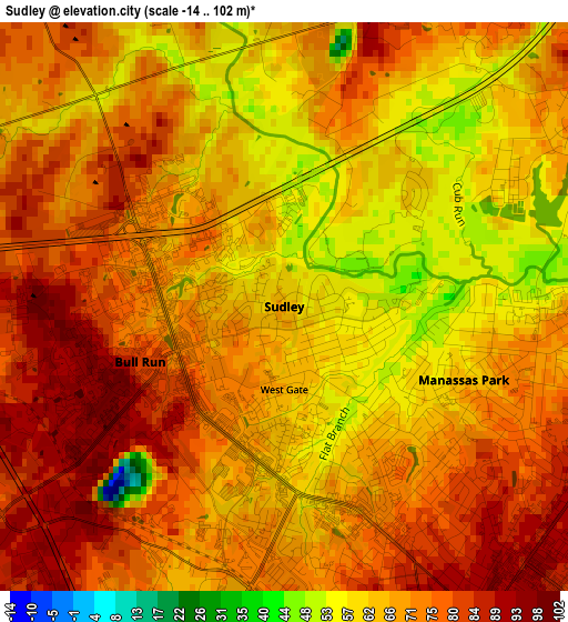 Sudley elevation map