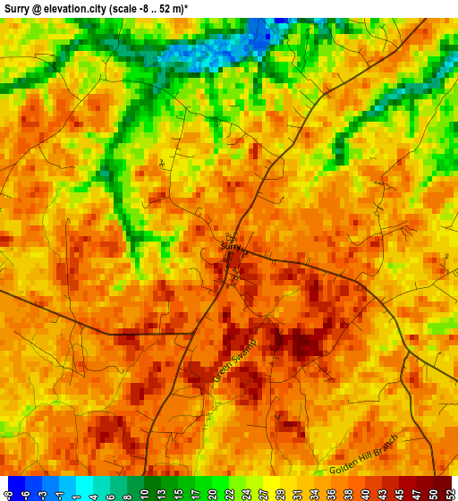 Surry elevation map