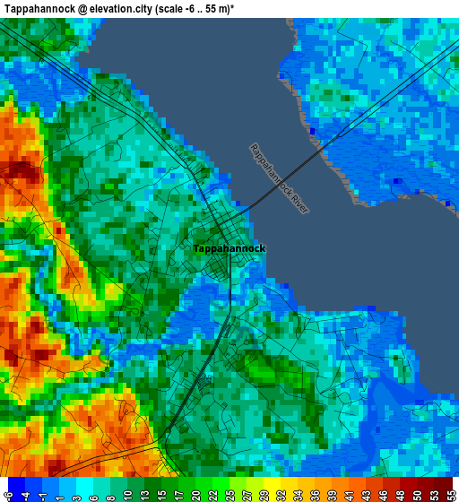 Tappahannock elevation map