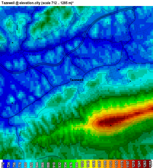 Tazewell elevation map