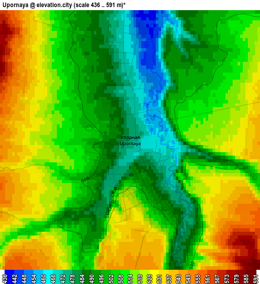 Upornaya elevation map