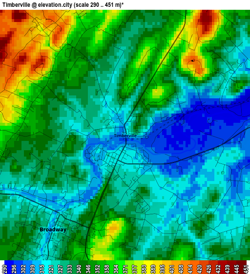 Timberville elevation map