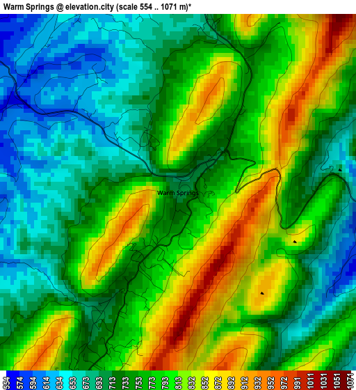 Warm Springs elevation map