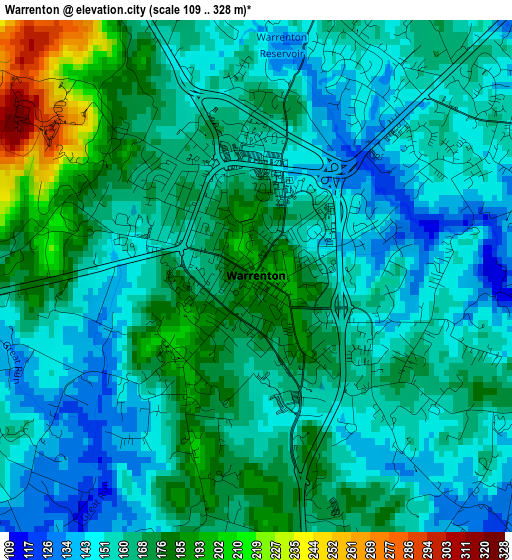 Warrenton elevation map