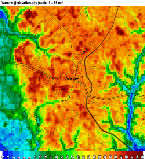 Warsaw elevation map