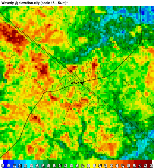 Waverly elevation map