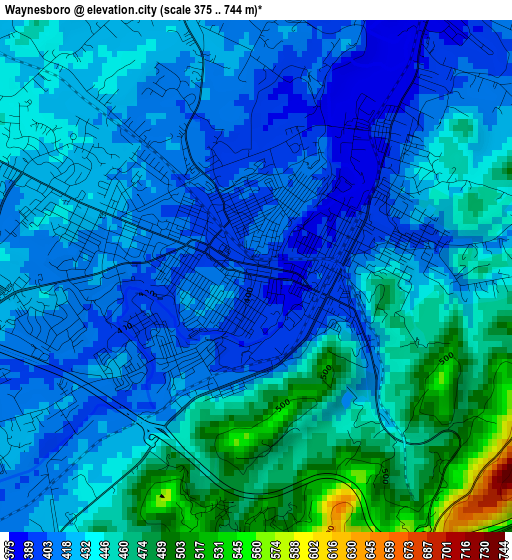 Waynesboro elevation map