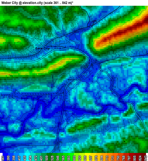 Weber City elevation map