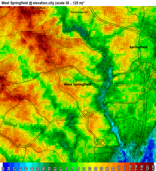 West Springfield elevation map