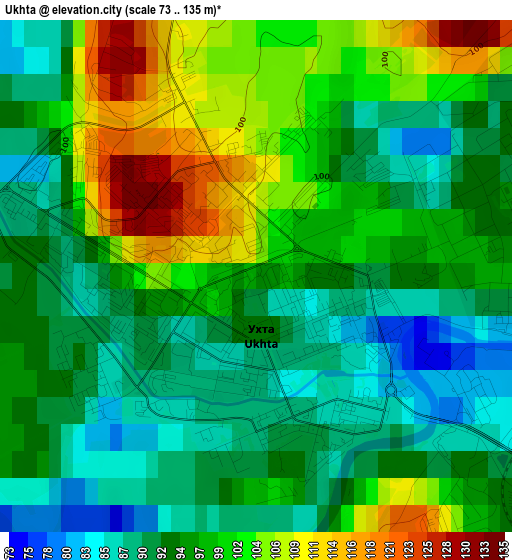 Ukhta elevation map
