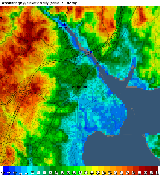 Woodbridge elevation map