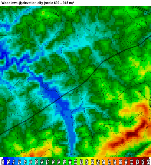 Woodlawn elevation map