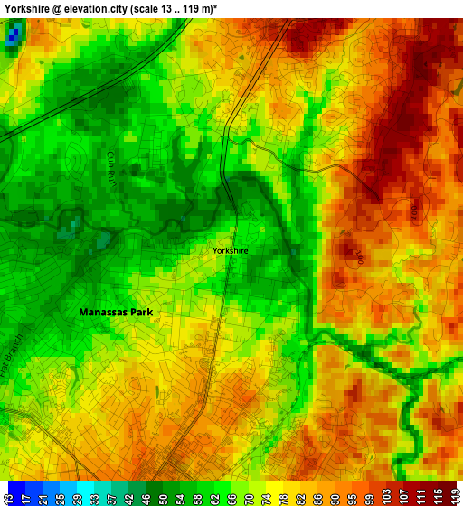 Yorkshire elevation map