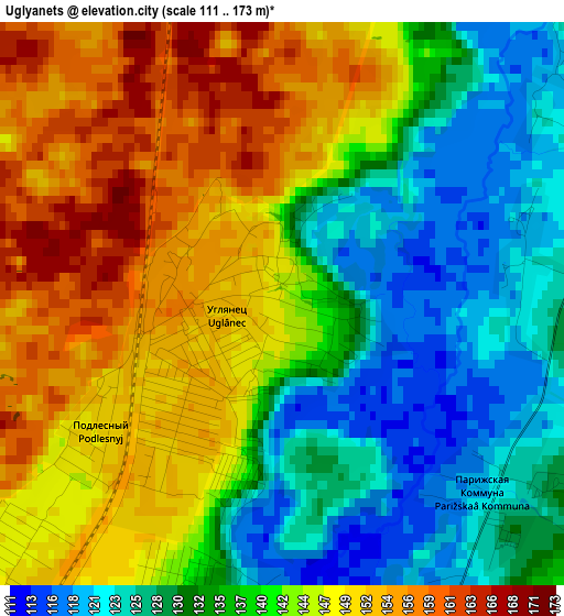 Uglyanets elevation map