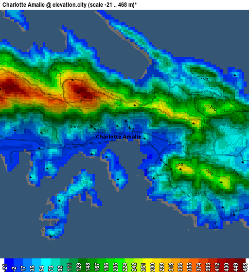Charlotte Amalie elevation map