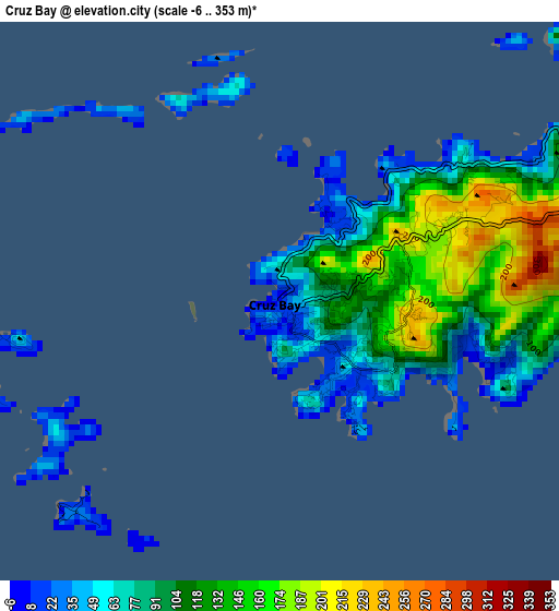 Cruz Bay elevation map