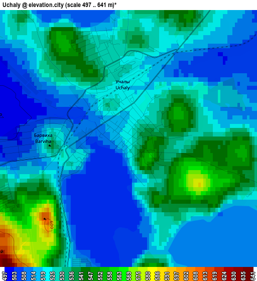 Uchaly elevation map