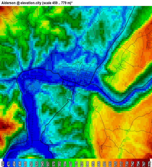 Alderson elevation map