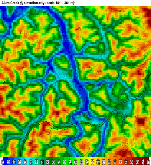 Alum Creek elevation map