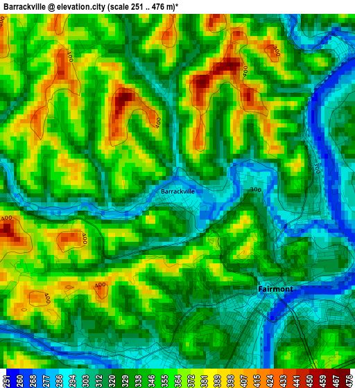 Barrackville elevation map