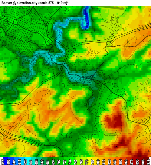 Beaver elevation map