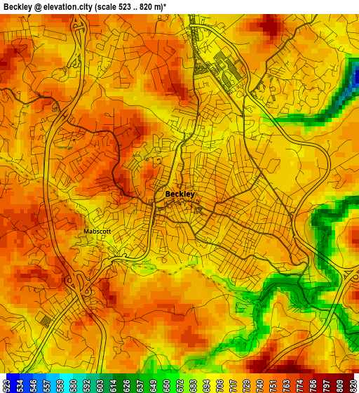 Beckley elevation map