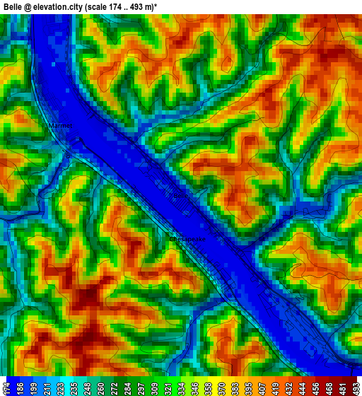 Belle elevation map