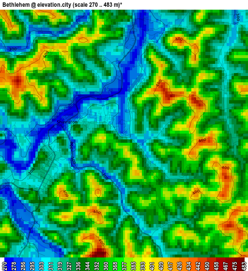 Bethlehem elevation map