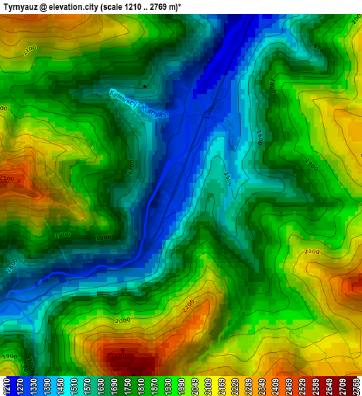 Tyrnyauz elevation map