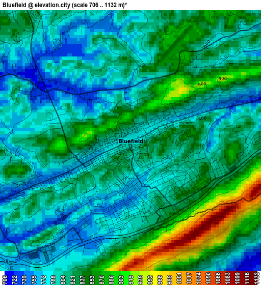 Bluefield elevation map