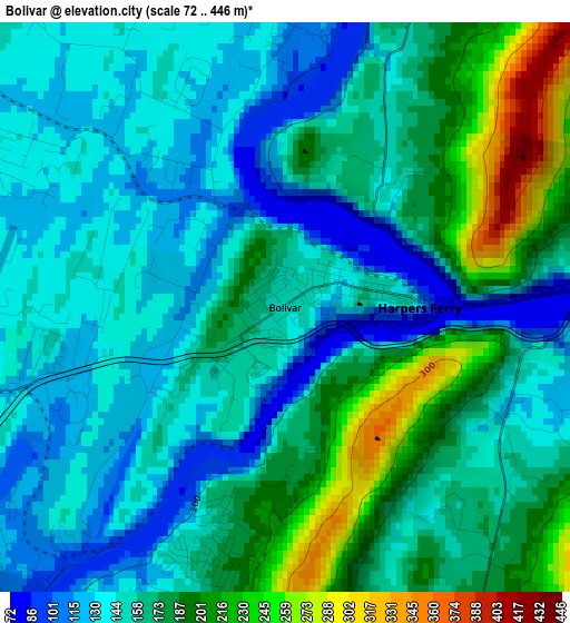 Bolivar elevation map