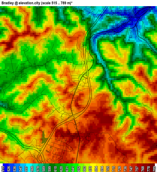 Bradley elevation map