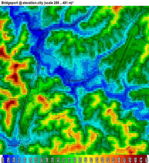 Bridgeport elevation map