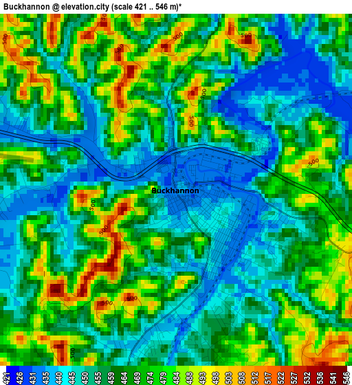 Buckhannon elevation map