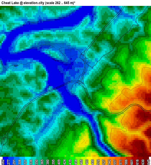 Cheat Lake elevation map