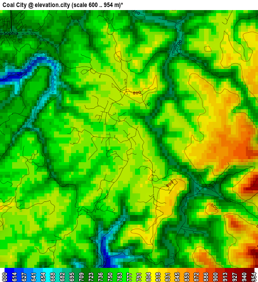 Coal City elevation map